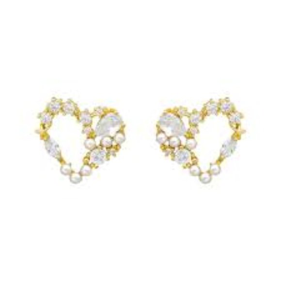 Crystal Heart Earrings - Gold /NWOT - Picture 5 of 8